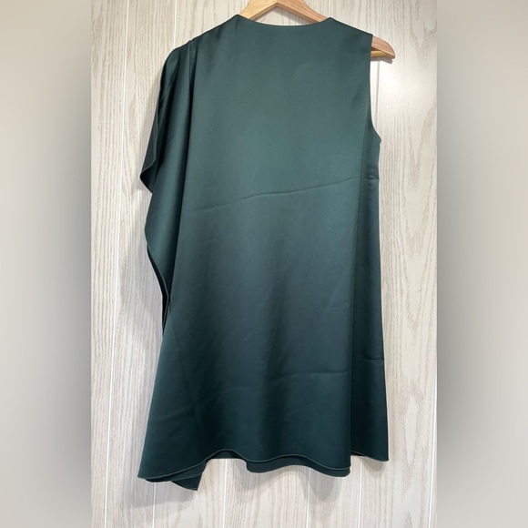 French Connection Green Sasha Satin Asymmetrical Shift Party Dress 2 EUC - Picture 6 of 8